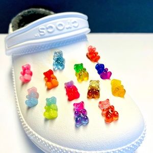 Ombre Glitter Candy Gummy Bear HANDMADE Resin Croc Shoe Charms 8pcs